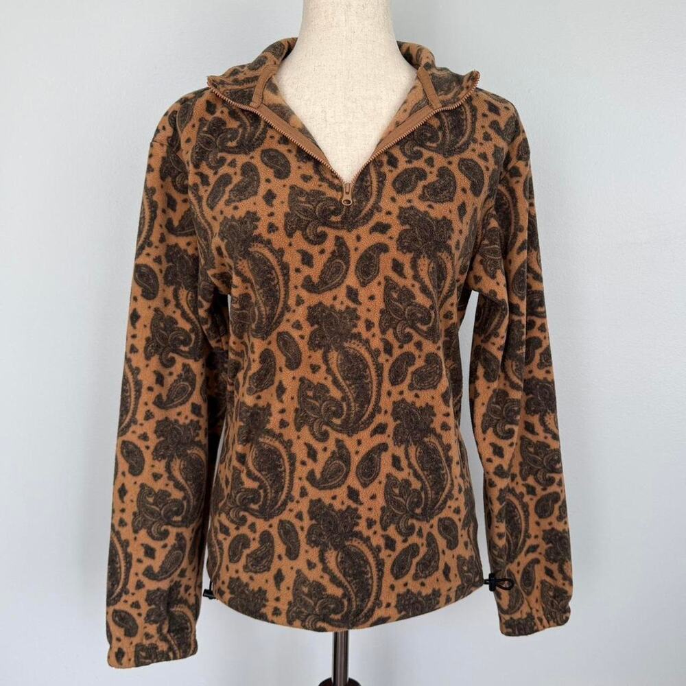 Original Use Brown and black paisley quarter zip fleece pull over